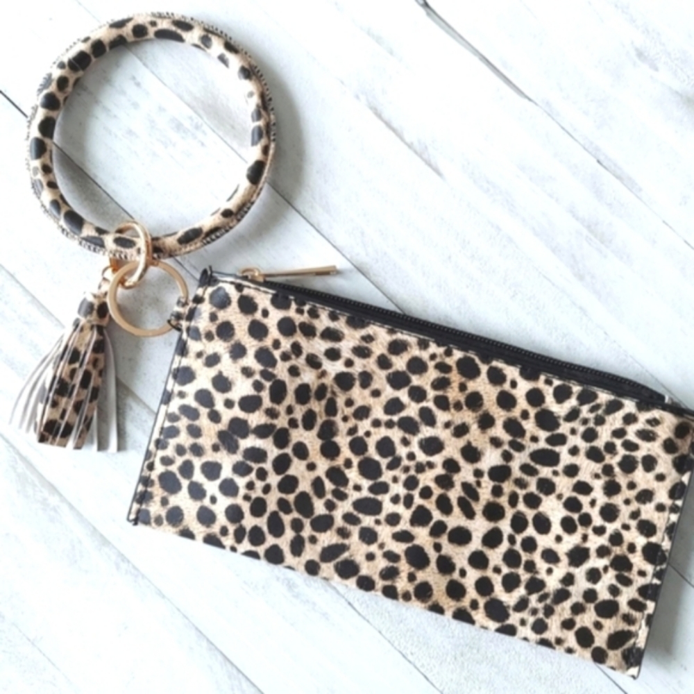 Cheetah Mini Clutch with Bangle - Tan